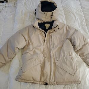 Eddie Bauer Men's Light Tan Hooded Puffer Jacket